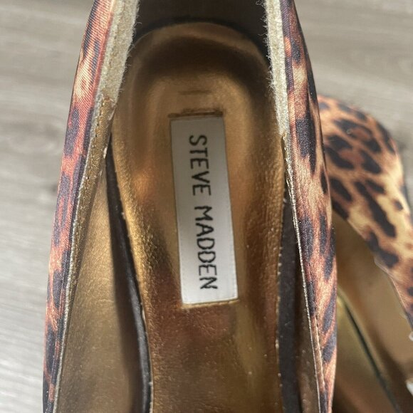 Steve Madden Womens Peep Toe Leopard Print High Heels Shoes Size 10M P-LIMAA - Picture 6 of 16